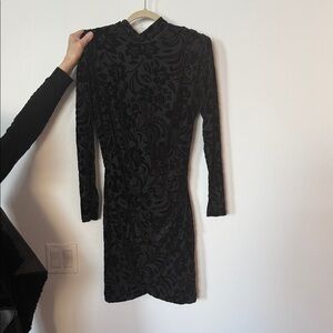 Nicole Miller black velvet illusional dress size 6